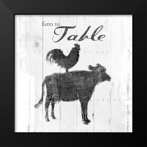 Farm to Chicken and Cow Black Modern Wood Framed Art Print by OnRei