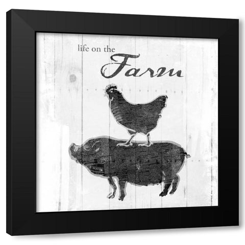 Farm to Chicken and Pig Black Modern Wood Framed Art Print with Double Matting by OnRei