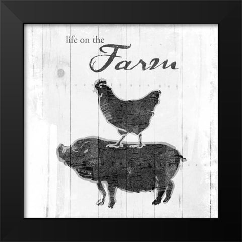 Farm to Chicken and Pig Black Modern Wood Framed Art Print by OnRei