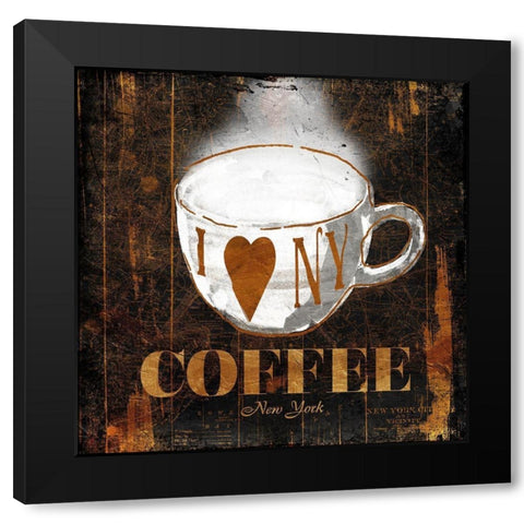 New York Coffee Black Modern Wood Framed Art Print with Double Matting by OnRei