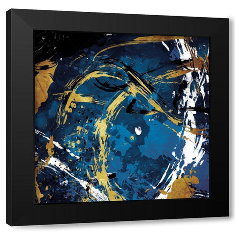 Swish Around Black Modern Wood Framed Art Print with Double Matting by OnRei