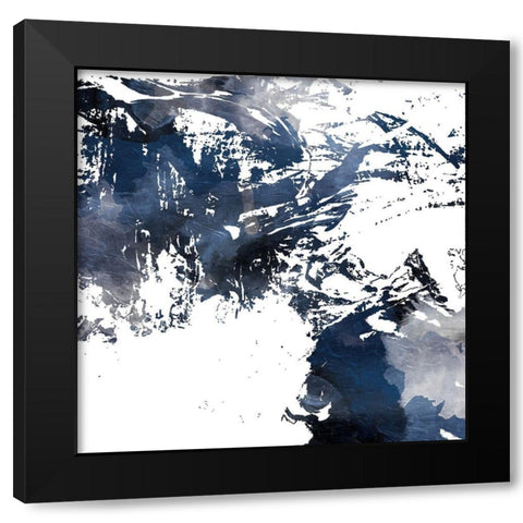 Blue Square Jay Mess Black Modern Wood Framed Art Print with Double Matting by OnRei