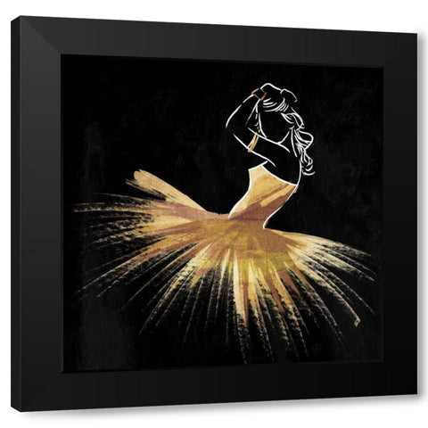 Golden Dress Puff Black Modern Wood Framed Art Print with Double Matting by OnRei