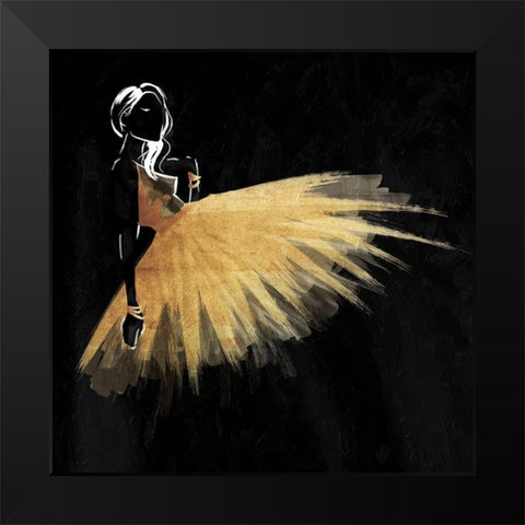 Golden Dress Puff Mate Black Modern Wood Framed Art Print by OnRei