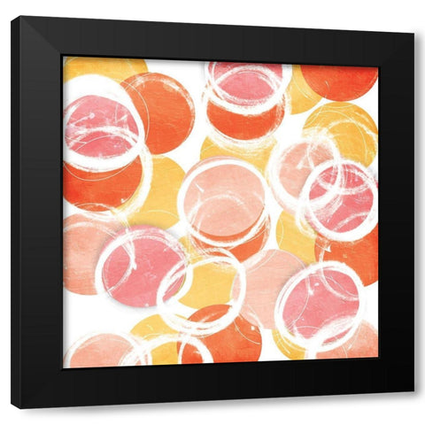 Circular Abstract Blush Orange Black Modern Wood Framed Art Print with Double Matting by OnRei