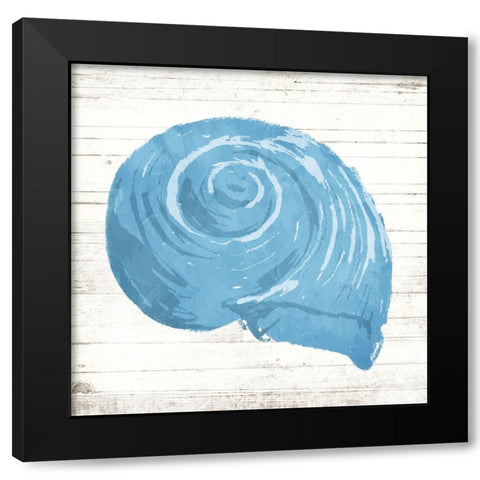 Shell On Wood Black Modern Wood Framed Art Print with Double Matting by OnRei