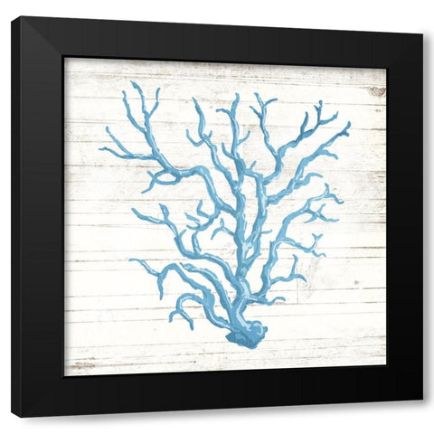 Coral On Wood Black Modern Wood Framed Art Print with Double Matting by OnRei