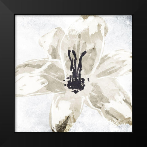 Sketched Cream Flower Black Modern Wood Framed Art Print by OnRei