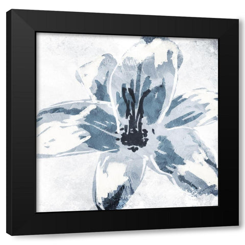 Sketched Cool Flower Black Modern Wood Framed Art Print with Double Matting by OnRei