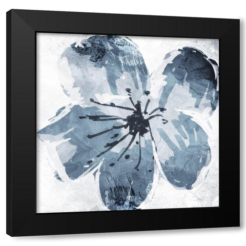 Sketched Cool Flower Mate Black Modern Wood Framed Art Print with Double Matting by OnRei