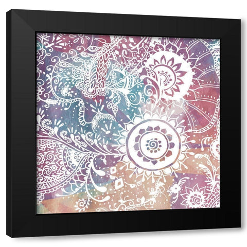 Maze Of Henna Black Modern Wood Framed Art Print with Double Matting by OnRei