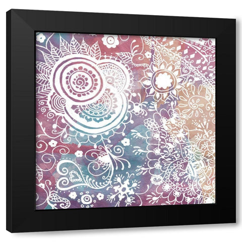 Maze Of Henna Mate Black Modern Wood Framed Art Print with Double Matting by OnRei