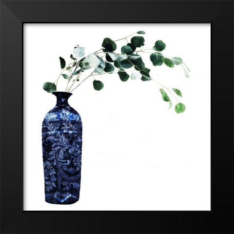 China Vase With Floral Black Modern Wood Framed Art Print by OnRei