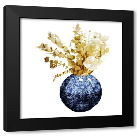 China Vase With Floral Mate Black Modern Wood Framed Art Print with Double Matting by OnRei