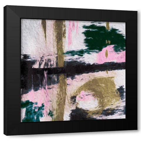 High Time Abstract Black Modern Wood Framed Art Print with Double Matting by OnRei