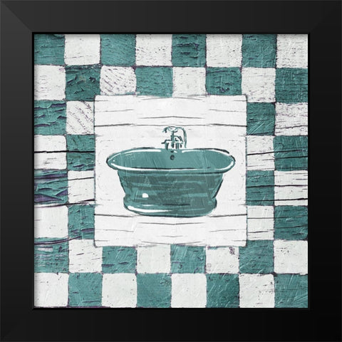 Checkered Bath Black Modern Wood Framed Art Print by OnRei