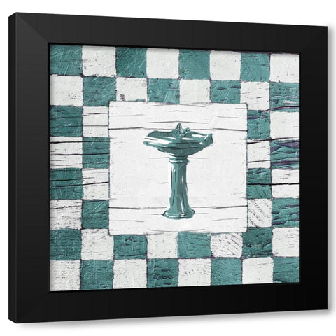 Checkered Sink Black Modern Wood Framed Art Print with Double Matting by OnRei