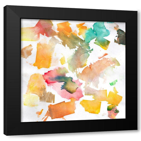 Chaotic Squares Black Modern Wood Framed Art Print with Double Matting by OnRei