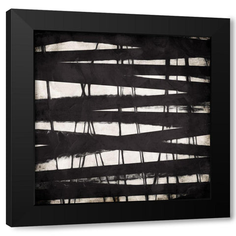 Crazy Lines Black Modern Wood Framed Art Print with Double Matting by OnRei