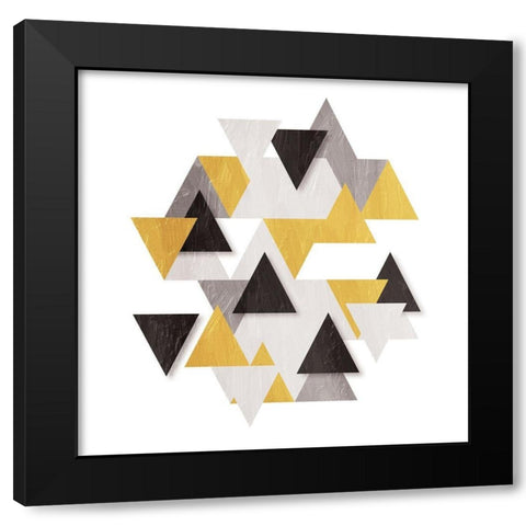 Floating Gold Tri Black Modern Wood Framed Art Print with Double Matting by OnRei