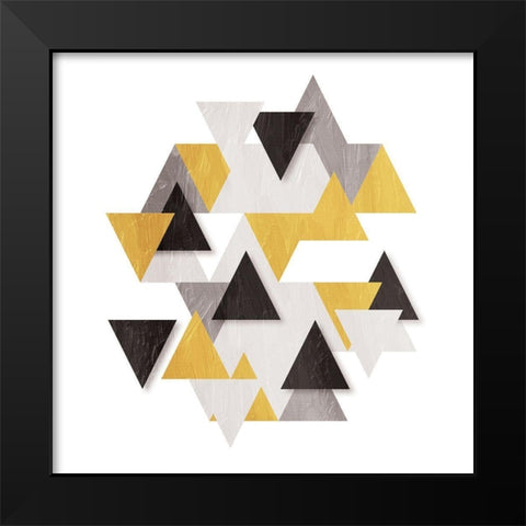 Floating Gold Tri Black Modern Wood Framed Art Print by OnRei