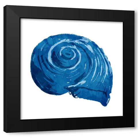 Blue Shell Black Modern Wood Framed Art Print with Double Matting by OnRei