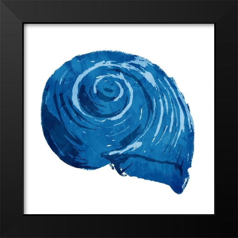 Blue Shell Black Modern Wood Framed Art Print by OnRei