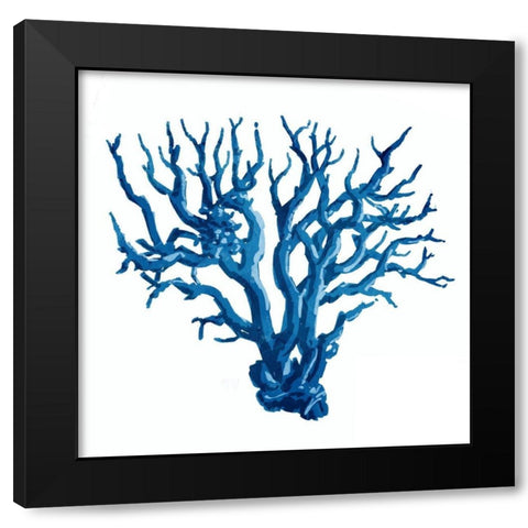 Blue Coral Mate Black Modern Wood Framed Art Print with Double Matting by OnRei