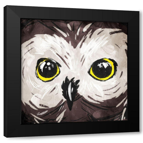 Owl Eyes Black Modern Wood Framed Art Print with Double Matting by OnRei