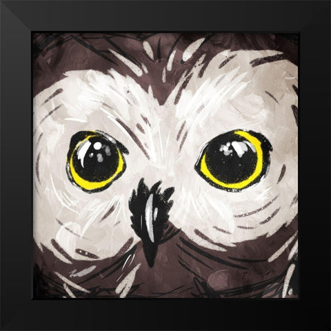 Owl Eyes Black Modern Wood Framed Art Print by OnRei