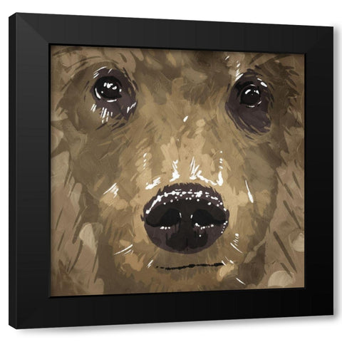 Bear Eyes Black Modern Wood Framed Art Print with Double Matting by OnRei