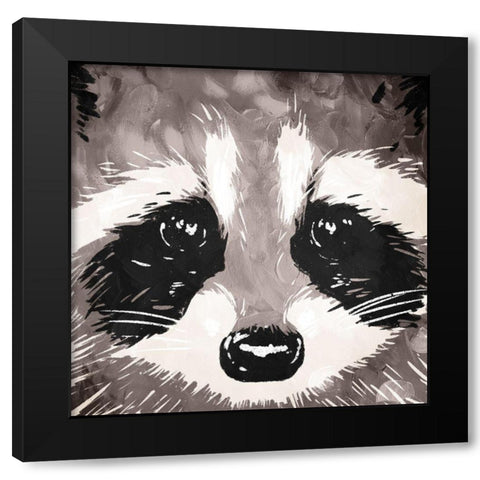 Racoon Eyes Black Modern Wood Framed Art Print with Double Matting by OnRei