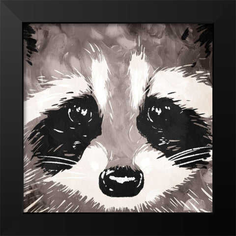 Racoon Eyes Black Modern Wood Framed Art Print by OnRei