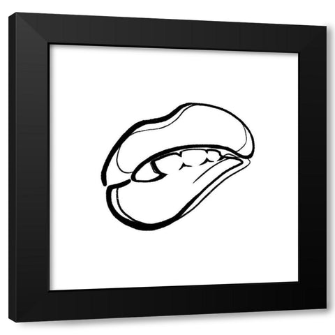 Scribble Lips Black Modern Wood Framed Art Print with Double Matting by OnRei