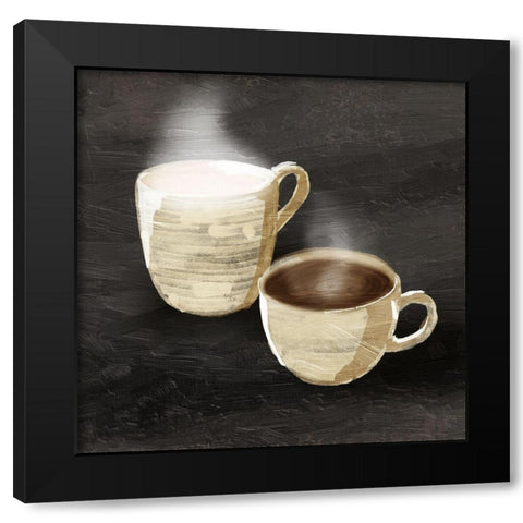 Coffee Break Black Modern Wood Framed Art Print with Double Matting by OnRei