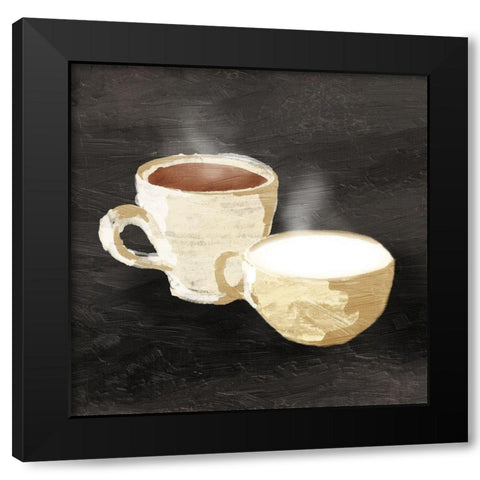 Coffee Time Black Modern Wood Framed Art Print with Double Matting by OnRei