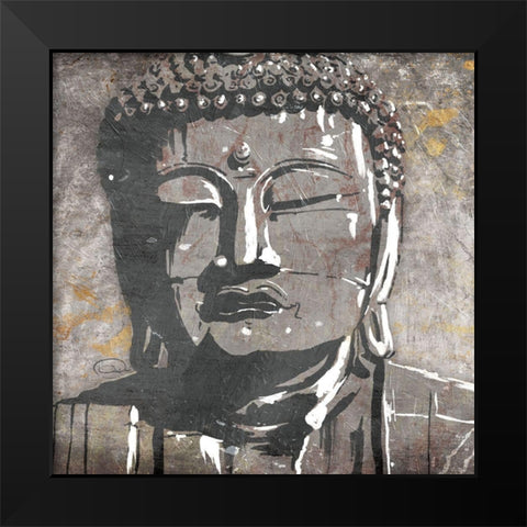 Neutral Buddha Square Black Modern Wood Framed Art Print by OnRei