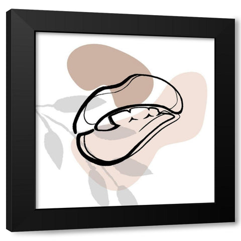 Scribble Lips with colors Black Modern Wood Framed Art Print with Double Matting by OnRei