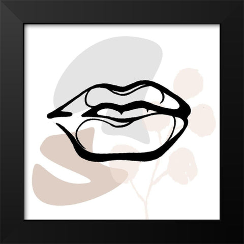 Scribble Lips With Colors Mate Black Modern Wood Framed Art Print by OnRei