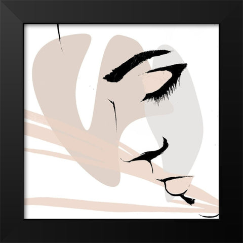 Abstract Face Down Black Modern Wood Framed Art Print by OnRei