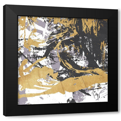 Free Form Muted Purp Black Modern Wood Framed Art Print with Double Matting by OnRei