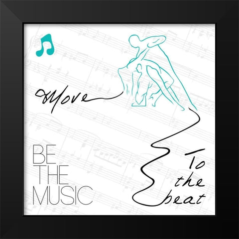 Move To The Beat 2 Black Modern Wood Framed Art Print by OnRei