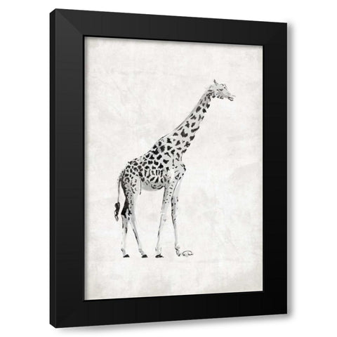 GIRAFFE Black Modern Wood Framed Art Print with Double Matting by OnRei