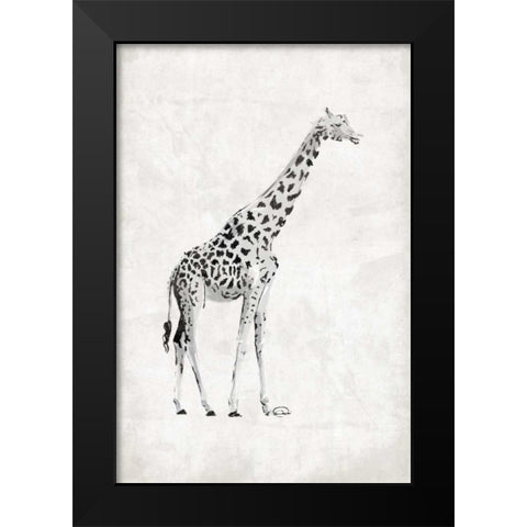 GIRAFFE Black Modern Wood Framed Art Print by OnRei