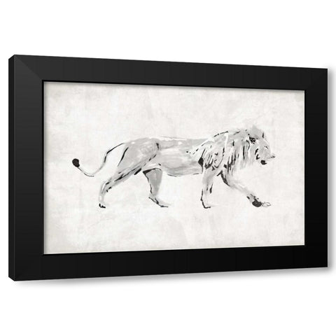 Lion Black Modern Wood Framed Art Print with Double Matting by OnRei