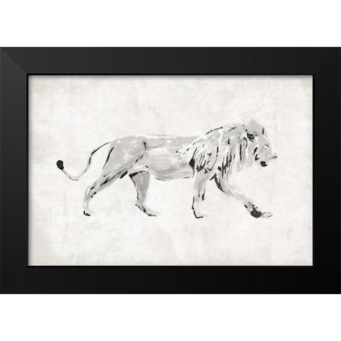 Lion Black Modern Wood Framed Art Print by OnRei