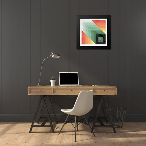 GEO Square Black Modern Wood Framed Art Print by OnRei