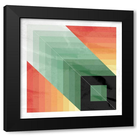 GEO Square Black Modern Wood Framed Art Print with Double Matting by OnRei