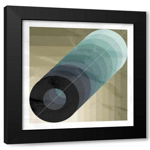 GEO Circle Black Modern Wood Framed Art Print with Double Matting by OnRei