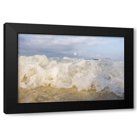 Sea Foam Black Modern Wood Framed Art Print by Orlando